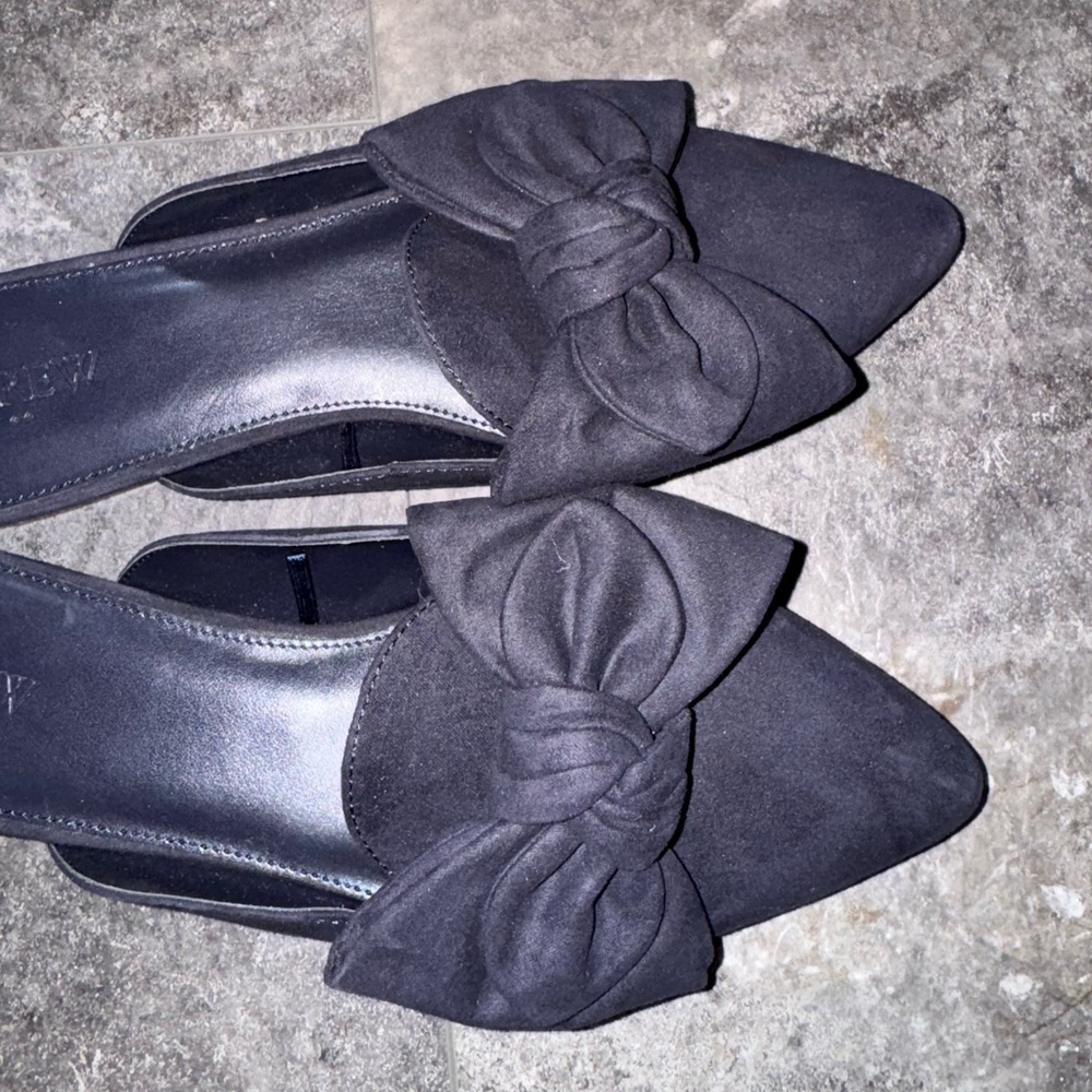 J. Crew Navy Blue Suedes Bow Mules Size 9 - Picture 7 of 8